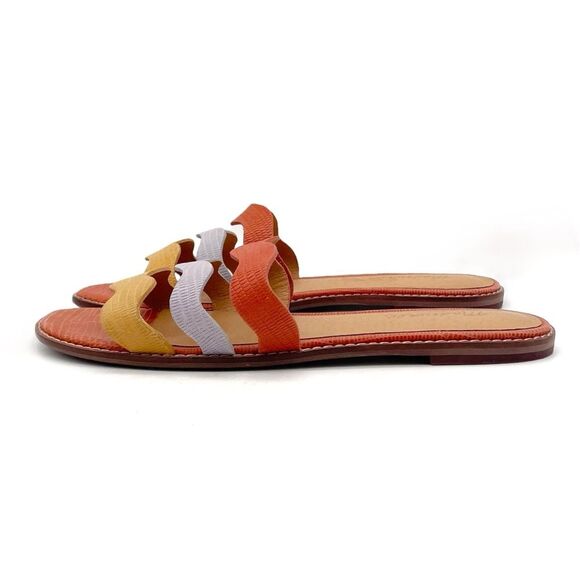 Madewell Wave Slide Sandal Size 8.5 Colorblock Leather Faded Straw Mist Multi - Picture 5 of 15